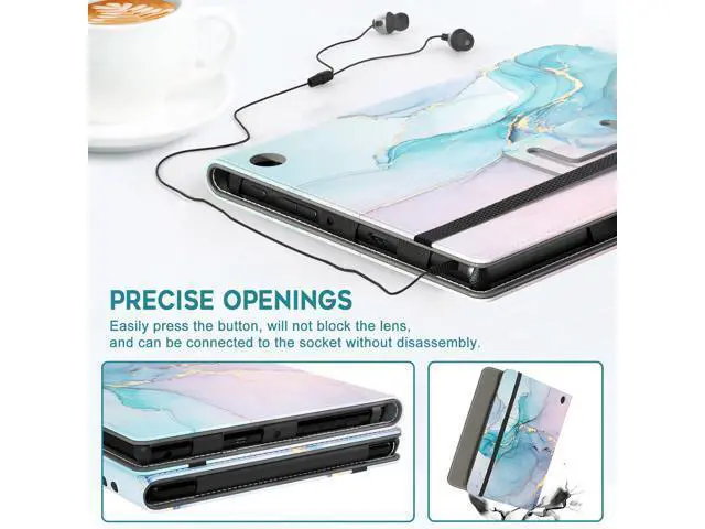 Alt view image 4 of 5 - VORI Case for All-New Amazon Fire HD 10 Tablet and Fire HD 10 Plus (13th/11th Generation 2023/2021 Release), Slim Folding Stand Folio Cover with Hand Strap for Fire 10.1 Inch, Dreamy Marble