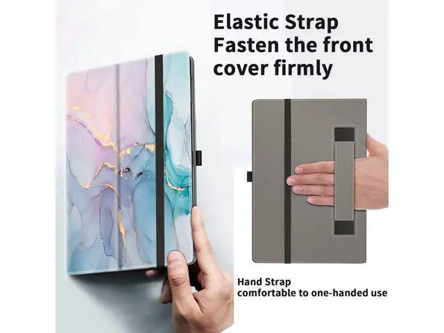 Alt view image 5 of 5 - VORI Case for All-New Amazon Fire HD 10 Tablet and Fire HD 10 Plus (13th/11th Generation 2023/2021 Release), Slim Folding Stand Folio Cover with Hand Strap for Fire 10.1 Inch, Dreamy Marble