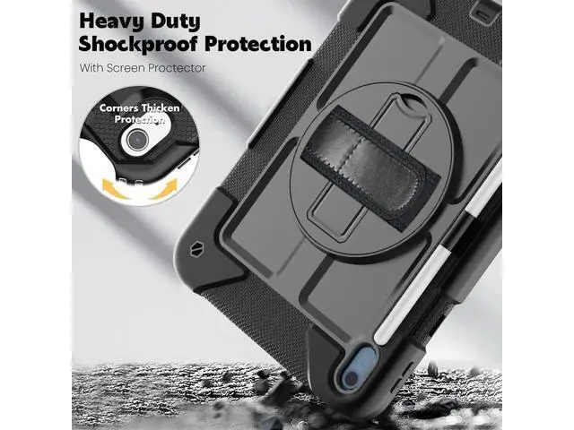 Alt view image 5 of 5 - BMOUO Case for iPad (A16) 11th Generation 11" 2025/iPad 10th Generation 10.9 inch 2022, 360 Rotating Stand & Pencil Holder & Hand & Shoulder Strap Shockproof iPad 11th/10th Generation Case, Black