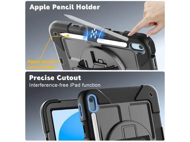 Alt view image 4 of 5 - BMOUO Case for iPad (A16) 11th Generation 11" 2025/iPad 10th Generation 10.9 inch 2022, 360 Rotating Stand & Pencil Holder & Hand & Shoulder Strap Shockproof iPad 11th/10th Generation Case, Black