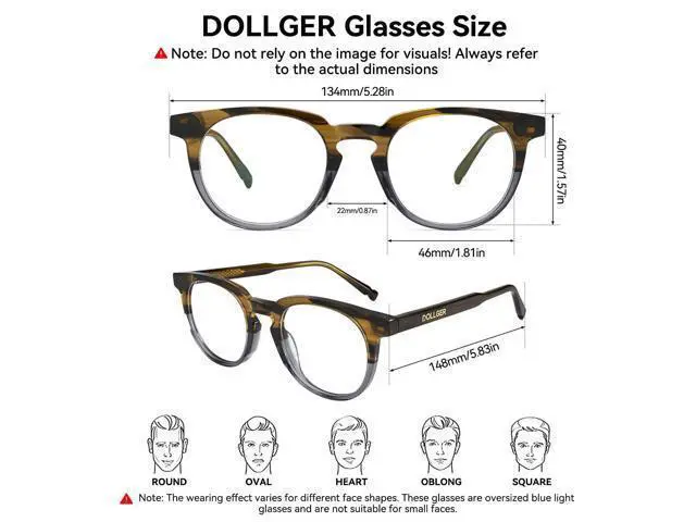 Alt view image 5 of 5 - Dollger Round Blue Light Glasses for Women Men Fashion Acetate Material Anti Bluelight Blocking Glasses Stylish Designer Brown Gradient Grey Frame