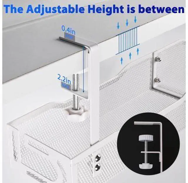 Alt view image 2 of 5 - Under Desk Cable Management Box 25.3 Inch Clamp-Mounted Cable Organizer Tray, Large Cord Management Box for Office & Home, Wire Organizer Under Desk Storage, White