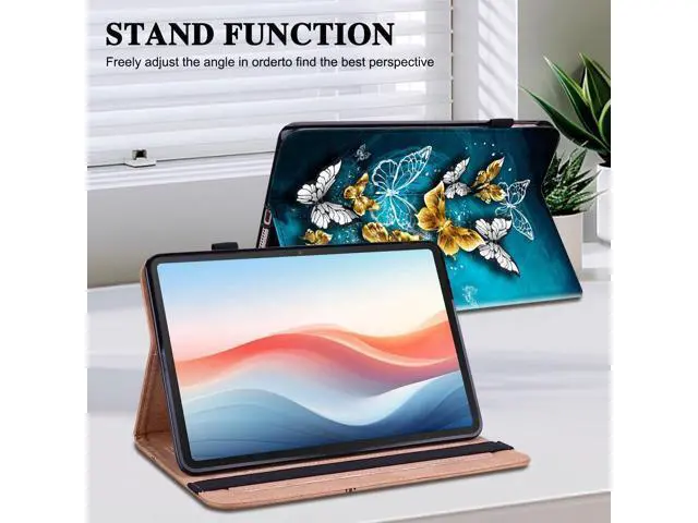 Alt view image 5 of 5 - YHDXUYS Case for iPad Pro 11 Inch (M5/M4) 2025/2024, Auto Wake/Sleep with Pencil Holder, Multiangle Stand Wallet Design Cover,Green Butterfly