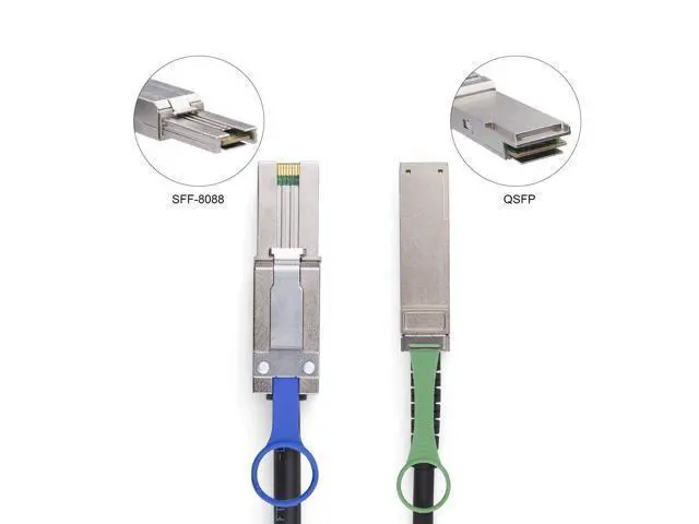 Alt view image 4 of 5 - QSFP (SFF-8436) to SFF-8088 DDR Hybrid Mini SAS Cable, External Copper SAS Cable for NetApp DS4243 DS4246 DS2246, 100-Ohm, 1.5-m(4.9ft)