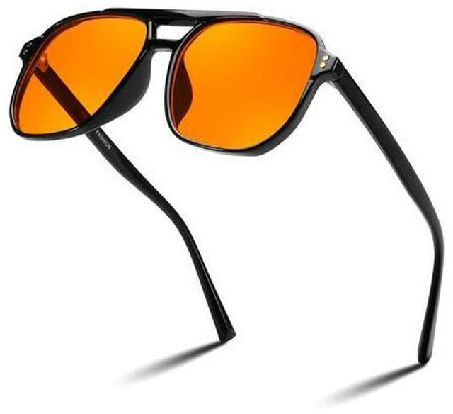 Main image of FEISEDY Amber Blue Light Glasses for Computer Gaming Anti Eyestrain Sleep Glasses G2835 Black