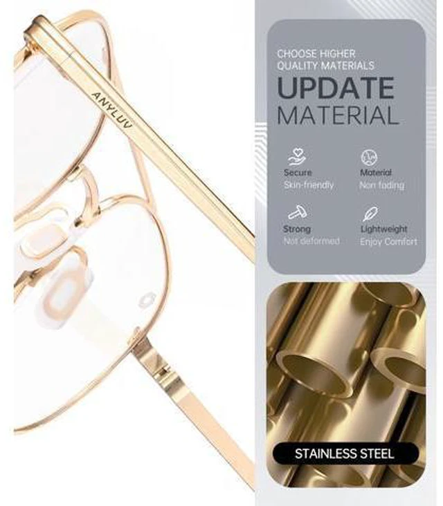Alt view image 3 of 5 - ANYLUV Blue Light Glasses for Men, Circular Frame Single Brow Bridge Design Campus Style Glasses Anti Eyestrain for Screen