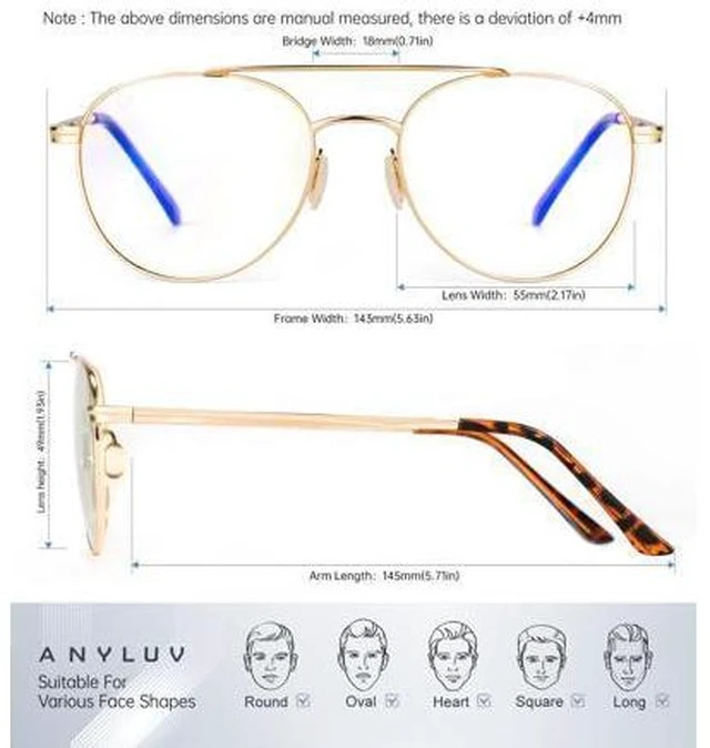 Alt view image 4 of 5 - ANYLUV Blue Light Glasses for Men, Circular Frame Single Brow Bridge Design Campus Style Glasses Anti Eyestrain for Screen