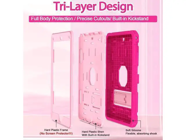 Alt view image 3 of 5 - BMOUO Case for iPad 6th 5th Generation (9.7 inch, 2018/2017), Shockproof Protective iPad 9.7 Case with Built-in Stand/Pencil Holder for iPad 6th/5th Gen, Air 2, Rose and Pink