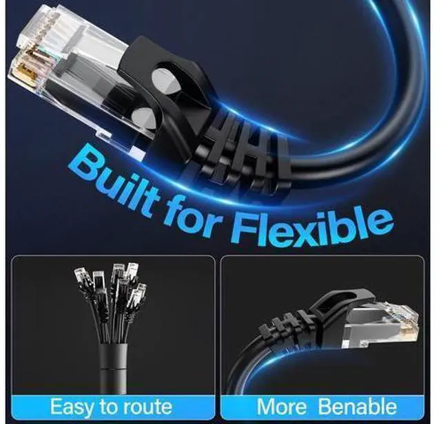 Alt view image 4 of 5 - TuokaJu Cat6 Ethernet Cable 10Gbps 150 ft, UTP Ethernet Cable Cat 6, Flexible Bare Copper Cat6 Cable, Cat 6 Network Cable for Server, Data Center, Black