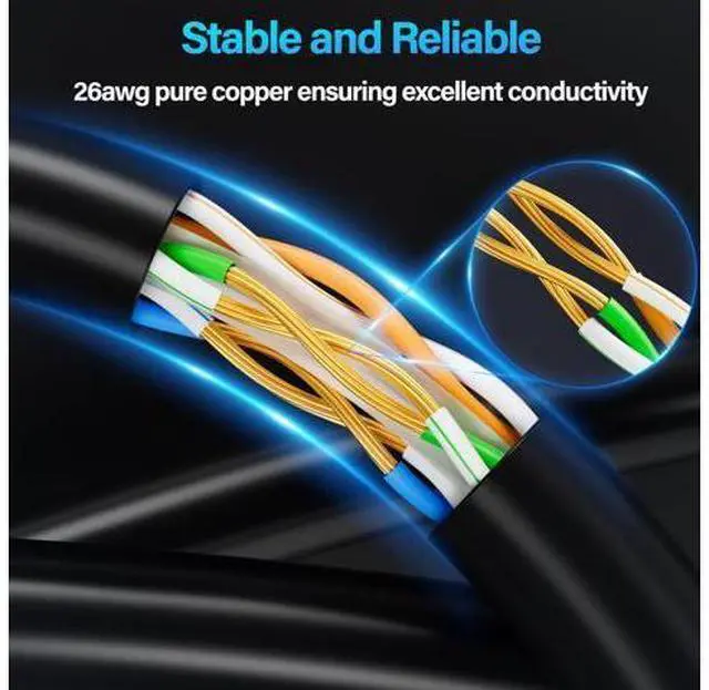 Alt view image 3 of 5 - TuokaJu Cat6 Ethernet Cable 10Gbps 150 ft, UTP Ethernet Cable Cat 6, Flexible Bare Copper Cat6 Cable, Cat 6 Network Cable for Server, Data Center, Black