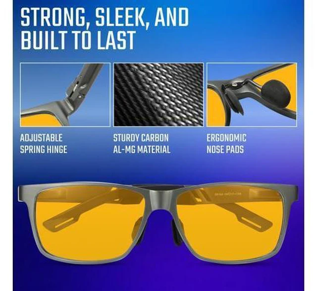 Alt view image 4 of 5 - Carbon Fiber Anti Blue Light Glasses, Hardcore Durable Mens Blue Light Glasses with UV400 Protection & TR90 Frames