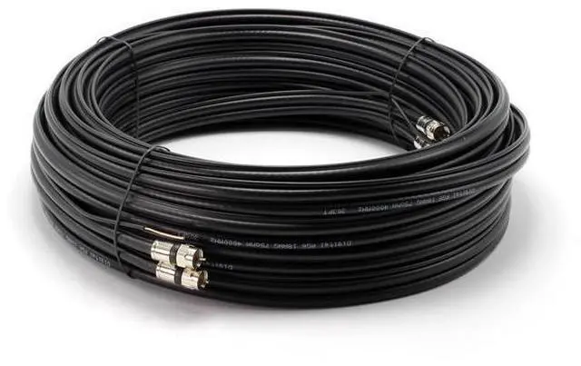 Alt view image 2 of 5 - THE CIMPLE CO 12 FT Dual RG6 Coaxial Cable with Grounding Wire - Twin Coax Cable with 18 AWG Copper Ground Wire - Double Coax for Satellite, Cable TV, and HD Antennas - 12 Feet (3.6 Meters), Black
