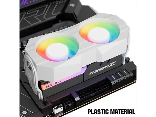 Alt view image 2 of 5 - Computer Memory Ram Radiator Plastic Heatsink ram Cooler Fan with Dual 60mm rotatable pc Fans 4Pin PWM &5V 3PIN ARGB ram Cooling Fan for Memory Module Cooling Solution (White)