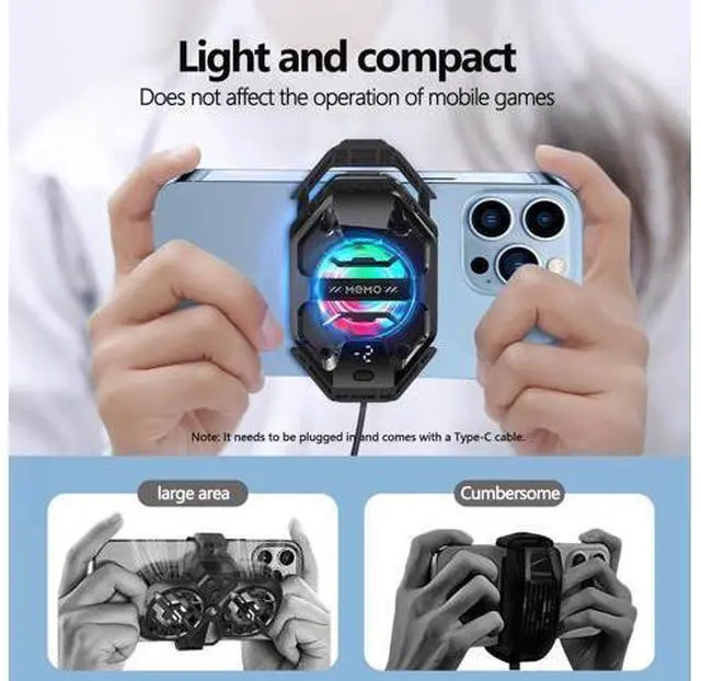 Alt view image 5 of 5 - Phone Cooler for Gaming, 27W iPhone Cooling Fan with RGB LED Semiconductor Heatsink Cooling Case Enfriador para Celular, for iPhone/Android Phone Gaming, Live Streaming, AI Smartphone Temperature