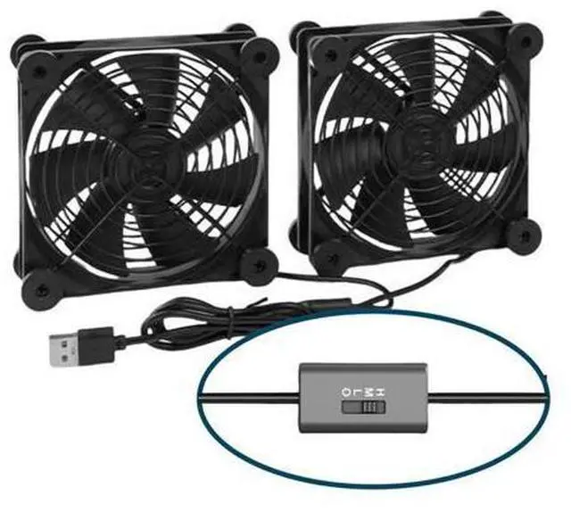 Main image of Yeiwenl Quiet Dual 120mm USB Fan Dual-Ball Bearings, with L/M/H 3-Degree Speed Controller High Airflow Cooling Fan for Receiver DVR PlayStation Xbox Computer Cabinet Cooling
