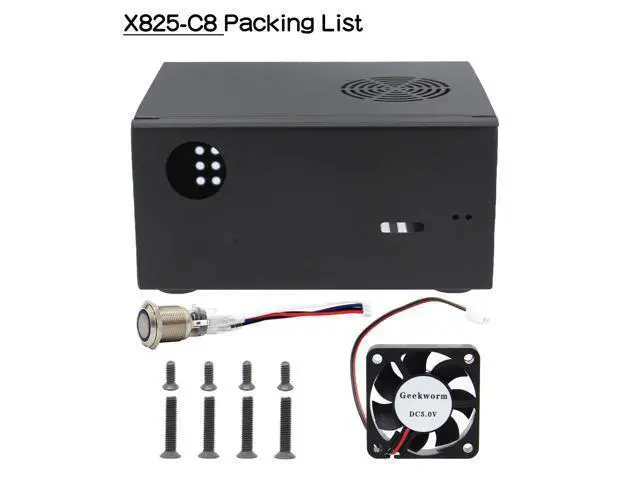 Alt view image 2 of 5 - Geekworm X825-C8 (X825 V2.0) Metal Case+Power Switch+Cooling Fan Support X825 V2.0 2.5 inch SATA SSD/HDD Shield & Raspberry Pi 4 Model B & X735 Only(Not Include RPi4&X825 V2.0&X735&PSU&SSD&TF Card)