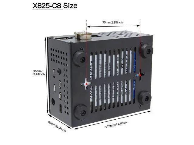 Alt view image 4 of 5 - Geekworm X825-C8 (X825 V2.0) Metal Case+Power Switch+Cooling Fan Support X825 V2.0 2.5 inch SATA SSD/HDD Shield & Raspberry Pi 4 Model B & X735 Only(Not Include RPi4&X825 V2.0&X735&PSU&SSD&TF Card)
