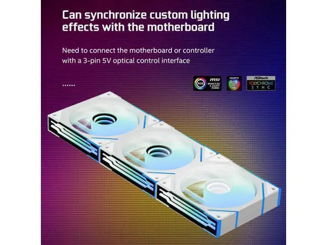 Alt view image 4 of 5 - Jungle Leopard prism4 EX 120mm PC Reverse Blade ARGB Case Fan,Infinity Mirror RGB Light Effect 5V 3PIN Motherboard Light Sync 800~1850RPM PWM PC Fans (White Forward-5Pack)