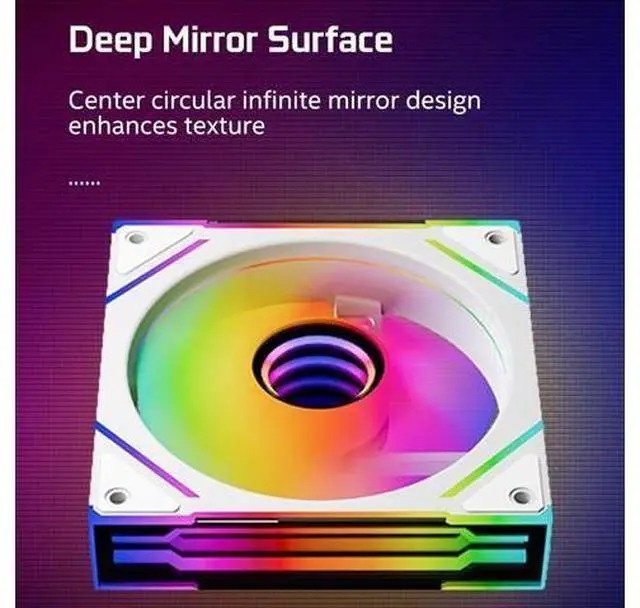 Alt view image 3 of 5 - Jungle Leopard prism4 EX 120mm PC Reverse Blade ARGB Case Fan,Infinity Mirror RGB Light Effect 5V 3PIN Motherboard Light Sync 800~1850RPM PWM PC Fans (White Forward-5Pack)