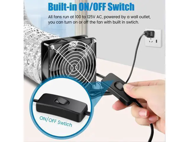 Alt view image 4 of 5 - GDSTIME AXIAL Fan 12038, 110V 120V AC 120mm x 38mm Dual Ball Bearing High CFM with Swtich Power Cord for DIY Cooling Ventilation Exhaust Projects