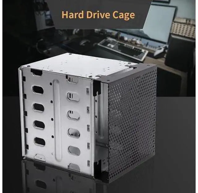 Alt view image 2 of 5 - EMVANV Stainless Steel Hard Drive Cage, 5.25" to 5x 3.5" with Fan Space, Adapter Rack Bracket (Silver)
