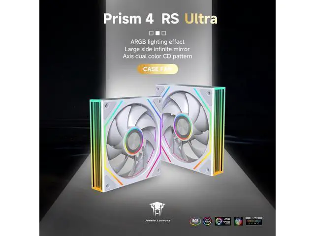 Alt view image 2 of 5 - Jungle Leopard Prism4RS Ultra X3 120mm PC ARGB Computer Case Fans^^Infinity Mirror^^Daisy-Chain^^4 PIN PWM 1850RPM(White Reverse_Triple Pack)