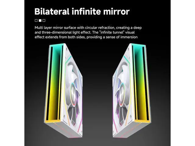 Alt view image 4 of 5 - Jungle Leopard Prism4RS Ultra X3 120mm PC ARGB Computer Case Fans^^Infinity Mirror^^Daisy-Chain^^4 PIN PWM 1850RPM(White Reverse_Triple Pack)