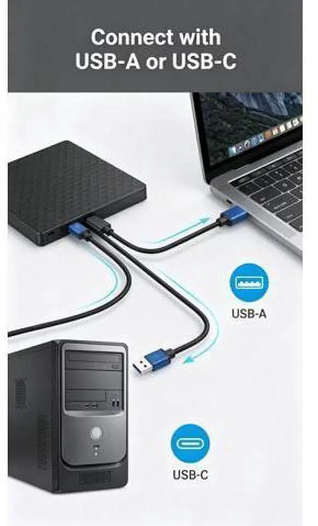 Alt view image 4 of 5 - Zunate External Optical Drive Enclosure for 9.5mm CD DVD BD, USB 3.0 Type C Portable Case Adapter for Laptop, High Speed Data Transfer - ABS Brushed Finish