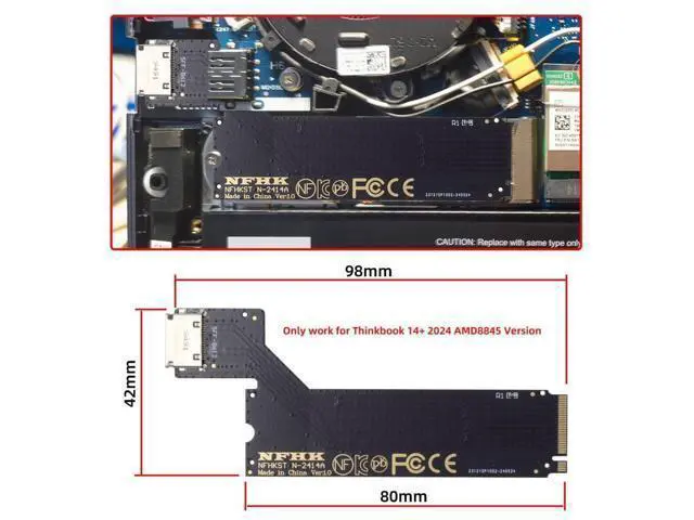 Alt view image 2 of 5 - chenyang M.2 to SFF-8612 Adapter,Oculink SFF-8612 to NVME PCIe 4.0 M-Key Host Adapte for 2024 ThinkBook 14+ AMD8845 External Graphics Card & SSD