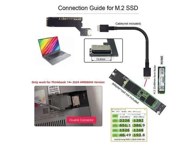 Alt view image 4 of 5 - chenyang M.2 to SFF-8612 Adapter,Oculink SFF-8612 to NVME PCIe 4.0 M-Key Host Adapte for 2024 ThinkBook 14+ AMD8845 External Graphics Card & SSD