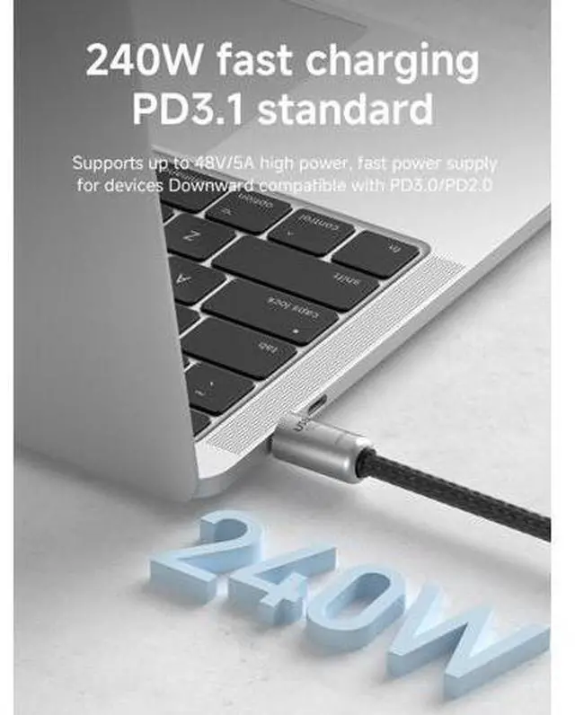 Alt view image 4 of 5 - Hagibis USB4 Cable, 1ft Phone Lanyard Cable, 80Gpbs 240W 8K@60Hz Portable USB C to Type-C Wrist Lanyard for iPhone 17 16 15 Pro Max, iPad Pro, Thunderbolt 5/4/3, External SSD (Silver-30cm)