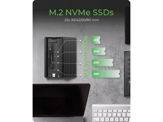 Alt view image 3 of 5 - 20Gbps M.2 NVMe SSD Enclosure, ICY BOX USB C External NVMe M.2 Enclosure with USB C 3.2 Gen 2x2, Tool-Free Case, Compatible with 2230/2242/2260/2280 Drives Aluminum, Plug & Play