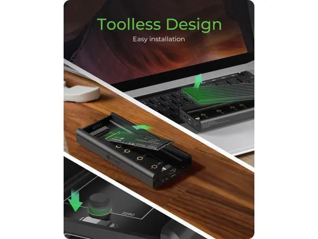 Alt view image 4 of 5 - 20Gbps M.2 NVMe SSD Enclosure, ICY BOX USB C External NVMe M.2 Enclosure with USB C 3.2 Gen 2x2, Tool-Free Case, Compatible with 2230/2242/2260/2280 Drives Aluminum, Plug & Play