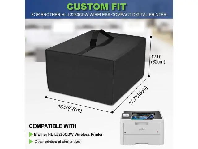 Alt view image 2 of 5 - NUENSS-ROR Printer Dust Cover Heavy-Duty Waterproof Dustproof Anti-static Printer Cover Case, Printer Storage Cover for Brother HL-L3280CDW Compact Digital Color Printer (Black, 18.517.712.6in)
