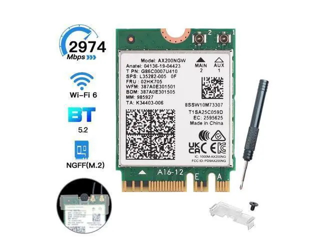 Alt view image 2 of 5 - REKONG AX200 WiFi 6 Card for Desktop PC AX200NGW M.2 2230 NGFF Module 3000Mbps with Bluetooth 5.2 Adapter Support Windows 10 & 11 64-bit