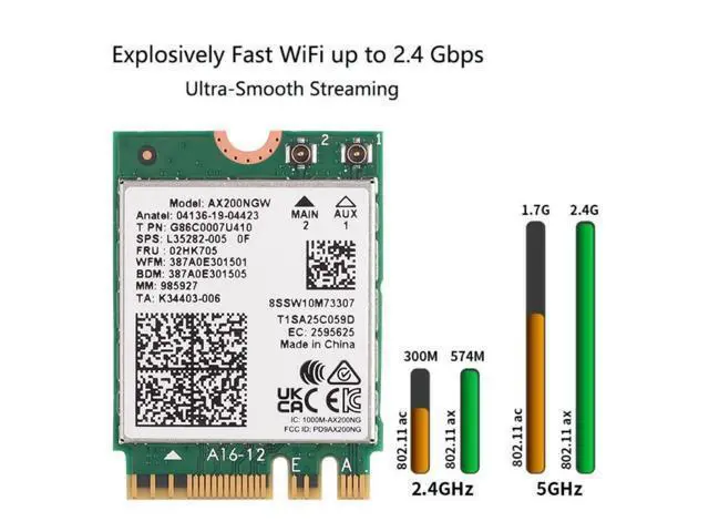 Alt view image 3 of 5 - REKONG AX200 WiFi 6 Card for Desktop PC AX200NGW M.2 2230 NGFF Module 3000Mbps with Bluetooth 5.2 Adapter Support Windows 10 & 11 64-bit