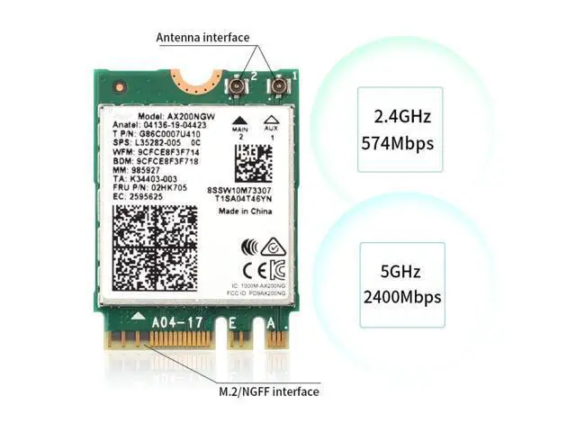 Alt view image 5 of 5 - REKONG AX200 WiFi 6 Card for Desktop PC AX200NGW M.2 2230 NGFF Module 3000Mbps with Bluetooth 5.2 Adapter Support Windows 10 & 11 64-bit