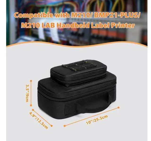 Alt view image 5 of 5 - CURMIO Label Maker Carrying Case Compatible with Brady M210/ M210 LAB/ BMP21-PLUS/ BMP21-LAB Handheld Label Printer, Compact Storage Bag with Pockets for Authentic Labels or Other Accessories, Black