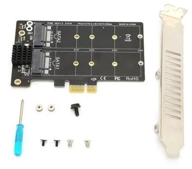 Main image of Adapter Card M.2 SATA to PCI?E Dual Disk Array Card Transmission Stability Expansion Card, Support PCI-E X1 / X4 / X8 / X16, for Windows, for Linux