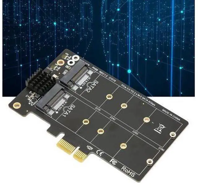 Alt view image 4 of 5 - Adapter Card M.2 SATA to PCI?E Dual Disk Array Card Transmission Stability Expansion Card, Support PCI-E X1 / X4 / X8 / X16, for Windows, for Linux