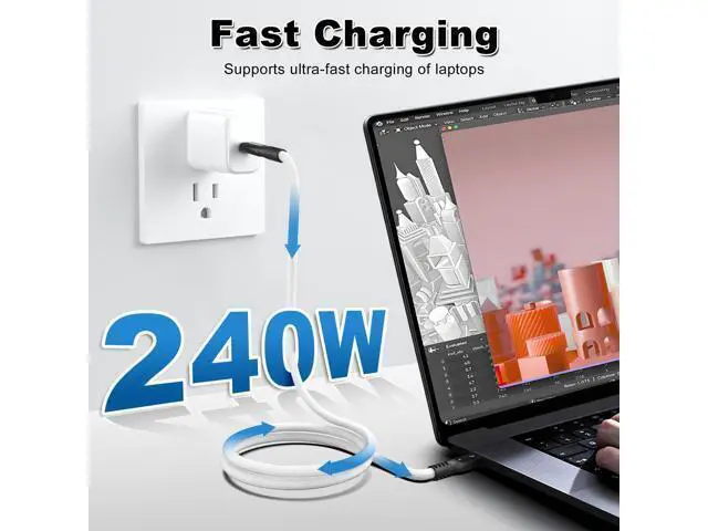 Alt view image 4 of 5 - HYairspy 80Gbps Thunderbolt 5 Cable 3.3ft USB C to USB C Cable, 240W(5A) Charging Cord, Braided Type C Cable Compatible for Dual 16K/8K/4K Display, USB5, SSD, eGPU, Mac Studio/mini, iPhone