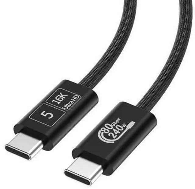 Main image of Thunderbolt 5 Cable 80Gbps, 1 FT USB C to USB C Cable, 240W PD 3.1 Charging, Up to 120Gbps Bandwidth, 16K/Dual 8K, Braided USB C Video Cables for iPhone 16, MacBook Pro, Mac mini, PSSD, Display