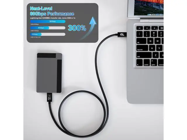 Alt view image 3 of 5 - Thunderbolt 5 Cable 80Gbps, 1 FT USB C to USB C Cable, 240W PD 3.1 Charging, Up to 120Gbps Bandwidth, 16K/Dual 8K, Braided USB C Video Cables for iPhone 16, MacBook Pro, Mac mini, PSSD, Display