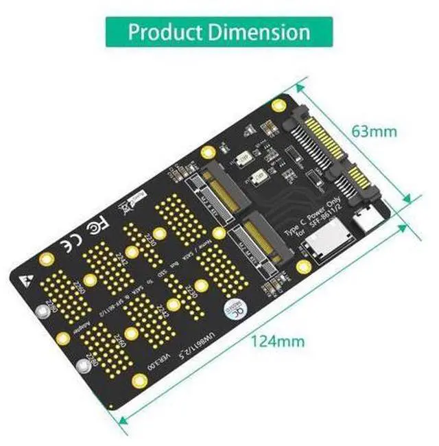 Alt view image 3 of 5 - 2 in 1 Combo M.2(NGFF) NVMe SSD/SATA-Bus SSD to SFF-8611/8612 and SATA Adapter