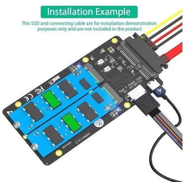 Alt view image 4 of 5 - 2 in 1 Combo M.2(NGFF) NVMe SSD/SATA-Bus SSD to SFF-8611/8612 and SATA Adapter