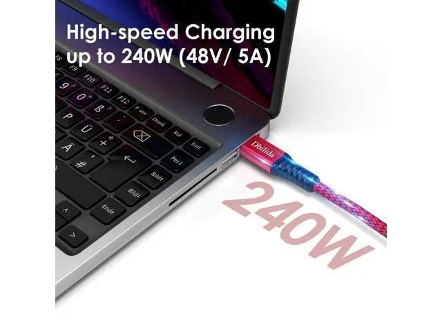 Alt view image 3 of 5 - 240W for Thunderbolt 3 Cable 40Gbps 8K 60Hz, 4K 144Hz 5FT, 1.6FT 2.3FT 3.3FT 4FT 6.6FT 10FT 15FT, USB4 USB C Display Cable for MacBook Pro Air, SSD, Dell XPS HP, iPhone 17, SSD, Mac mini M4 Pro