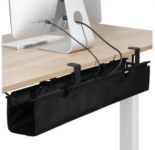 Main image of MAXECHO Under Desk Cable Management Tray 28" - Clamp on Wire and Cable Organizer for Storage and to Hide Cords - Ideal for Home Office - Premium Black Fabric Design