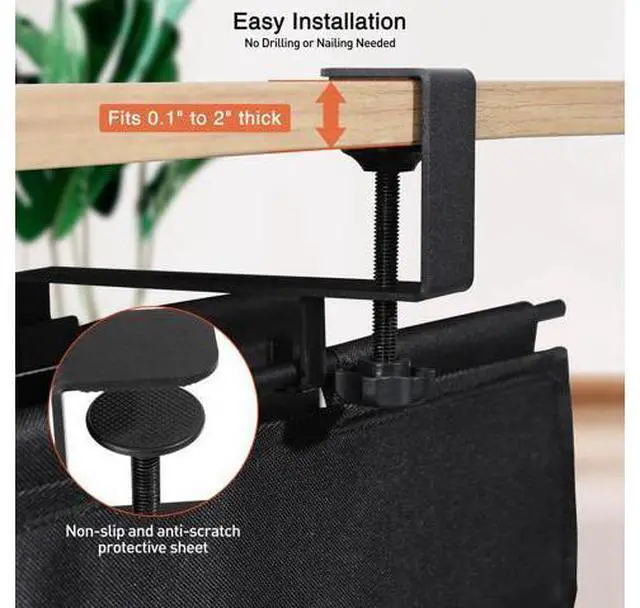 Alt view image 3 of 5 - MAXECHO Under Desk Cable Management Tray 28" - Clamp on Wire and Cable Organizer for Storage and to Hide Cords - Ideal for Home Office - Premium Black Fabric Design