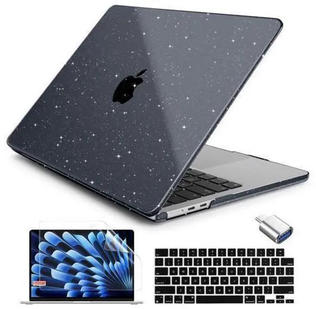 Main image of Batianda Compatible with New MacBook Air 15 inch Case 2025 M4 2024 M3 2023 M2 Chip Release, Bling Crystal Hard Shell with Screen Protector Keyboard Cover and OTG Adapter, Bling Black