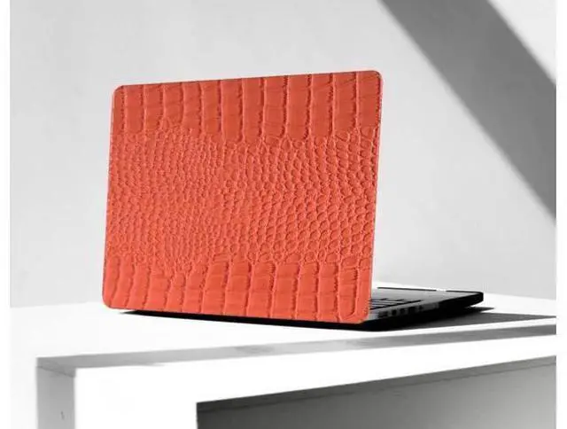Main image of KEROM Compatible with Crocodile MacBook Air 13 Inch Case 2025-2022 M4 M3 M2 A3240 A3113 A2681, Textured Elegant Luxury Aligator Skin Snakeskin PU Leather Hardshell Case & Keyboard Cover, Orange